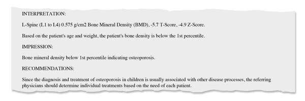 A Texas teenager had very low bone density in the lumbar spine after a year on blockers, records show. No baseline bone scan had been performed at the outset of treatment.